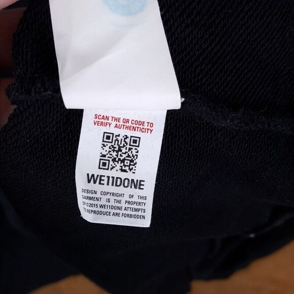 WE11DONE Sweatshirt Adult Black Pullover Crew Reflective Logo Oversized One Size - Picture 6 of 8